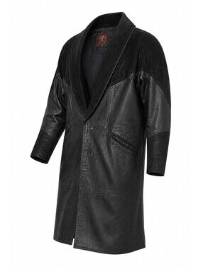 G‑III Women’s S Black Leather Coat Suede Pattern Trim
